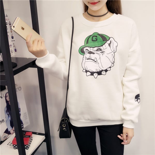 Women long sleeve white sweatshirt