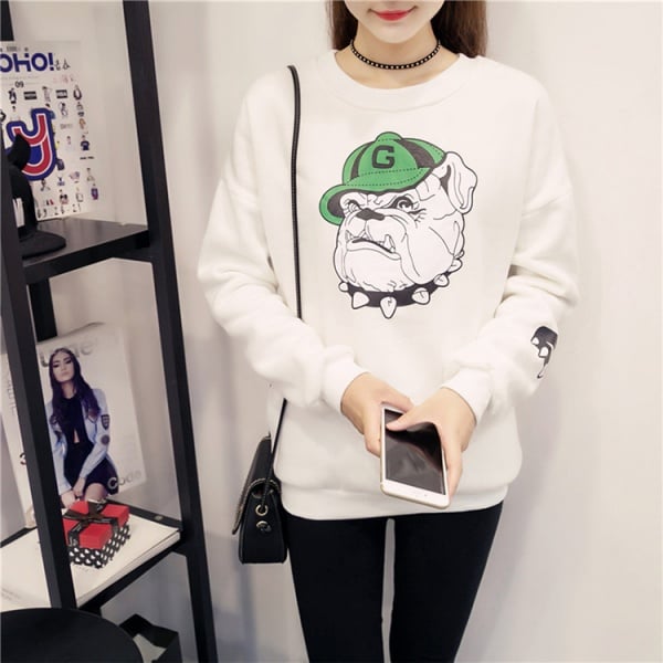 Women long sleeve white sweatshirt