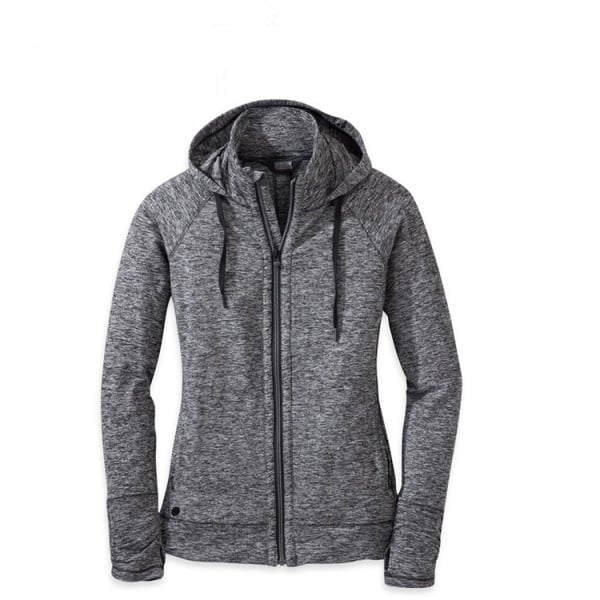 Cotton full zipper women hoodies with draw string