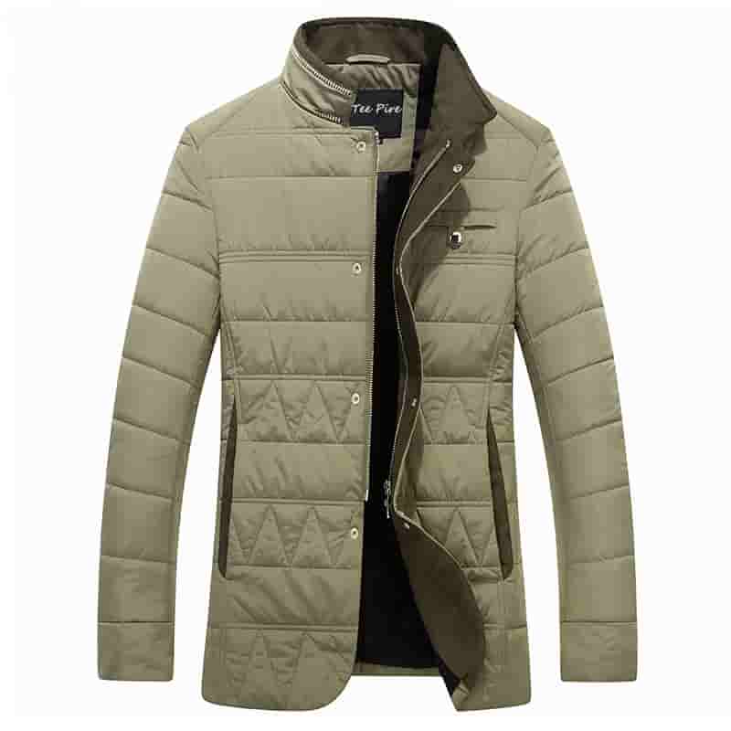 Mens light color cotton-padded long winter coats