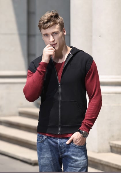 Wholesale Men Custom Full Zip Up Blank Sleeveless Hoodies Gym